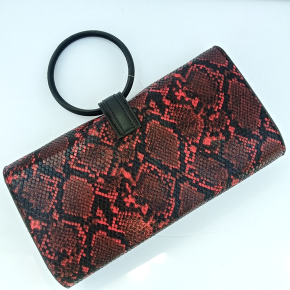 MSM RED PYTHON SNAKE CROSSBODY CLUTCH PURSE BAG - Picture 8 of 8